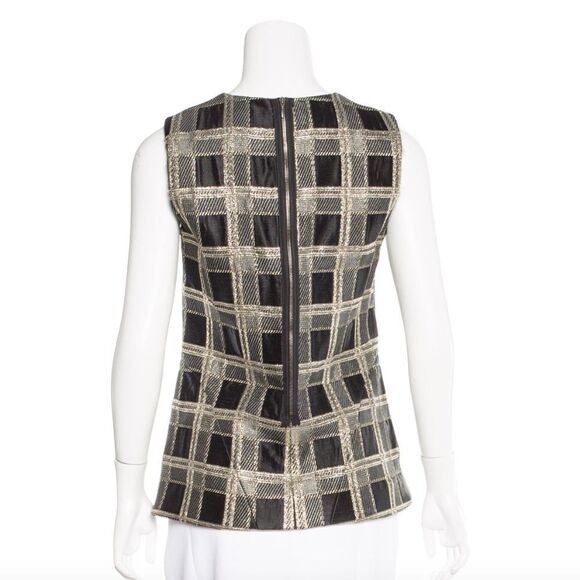 🖤 Marni Black and Gold Metallic Plaid/Gingham Top - Picture 2 of 4